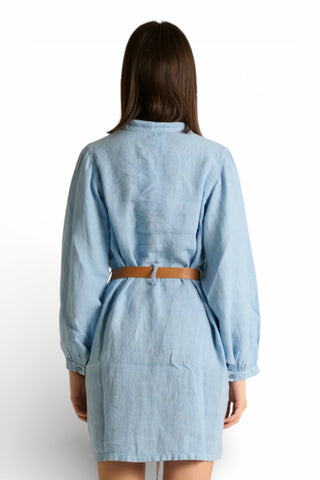 Chemisier Maty in puro lino con manica ampia e cintura