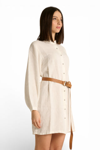 Chemisier Maty in puro lino con manica ampia e cintura
