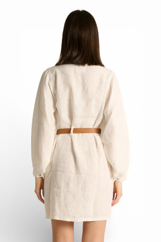 Chemisier Maty in puro lino con manica ampia e cintura