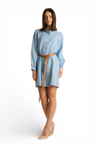 Chemisier Maty in puro lino con manica ampia e cintura