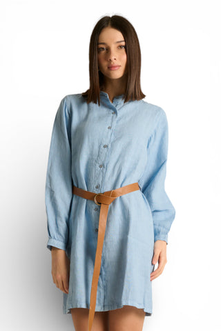 Chemisier Maty in puro lino con manica ampia e cintura