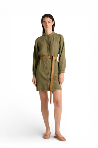 Chemisier Maty in puro lino con manica ampia e cintura