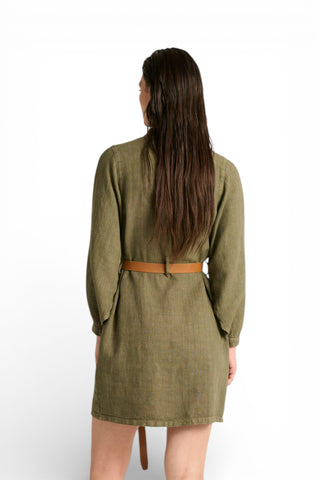 Chemisier Maty in puro lino con manica ampia e cintura