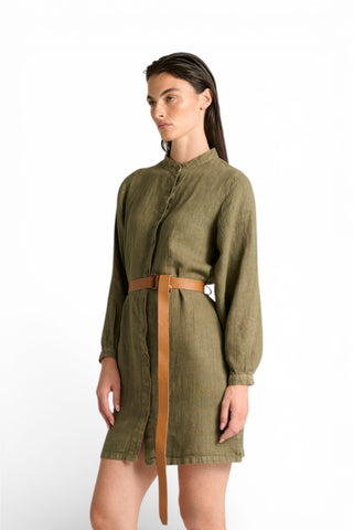 Chemisier Maty in puro lino con manica ampia e cintura