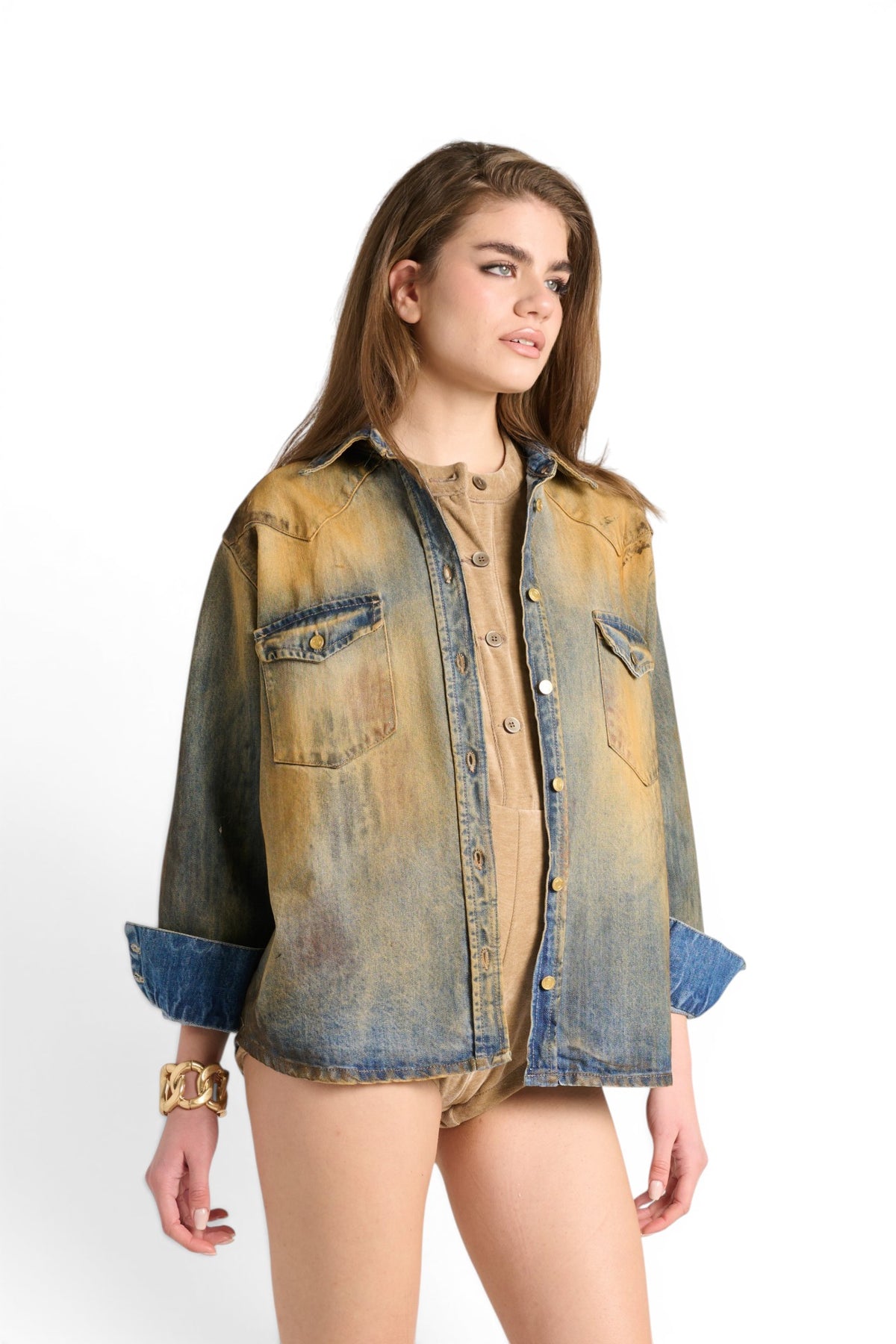 Patty boxfit super-dirty denim shirt jacket