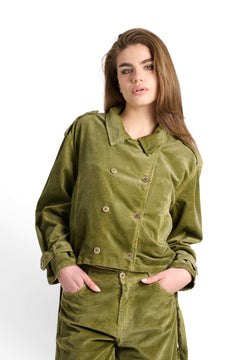 Minitrench Kendall cropped in velluto a coste misto modal