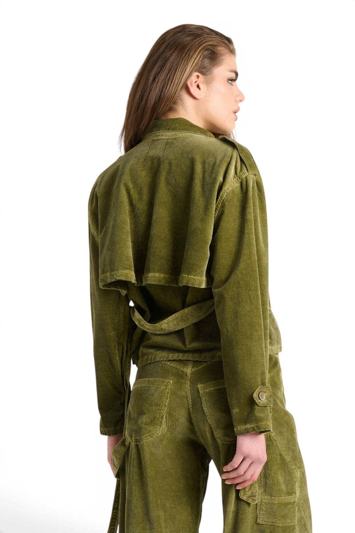 Minitrench Kendall cropped in velluto a coste misto modal