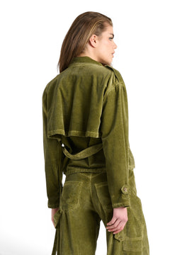 Minitrench Kendall cropped in velluto a coste misto modal