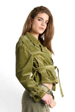 Minitrench Kendall cropped in velluto a coste misto modal