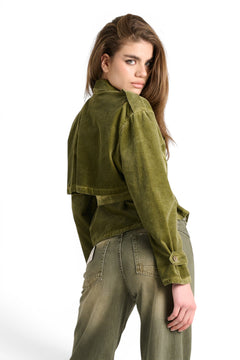 Minitrench Kendall cropped in velluto a coste misto modal