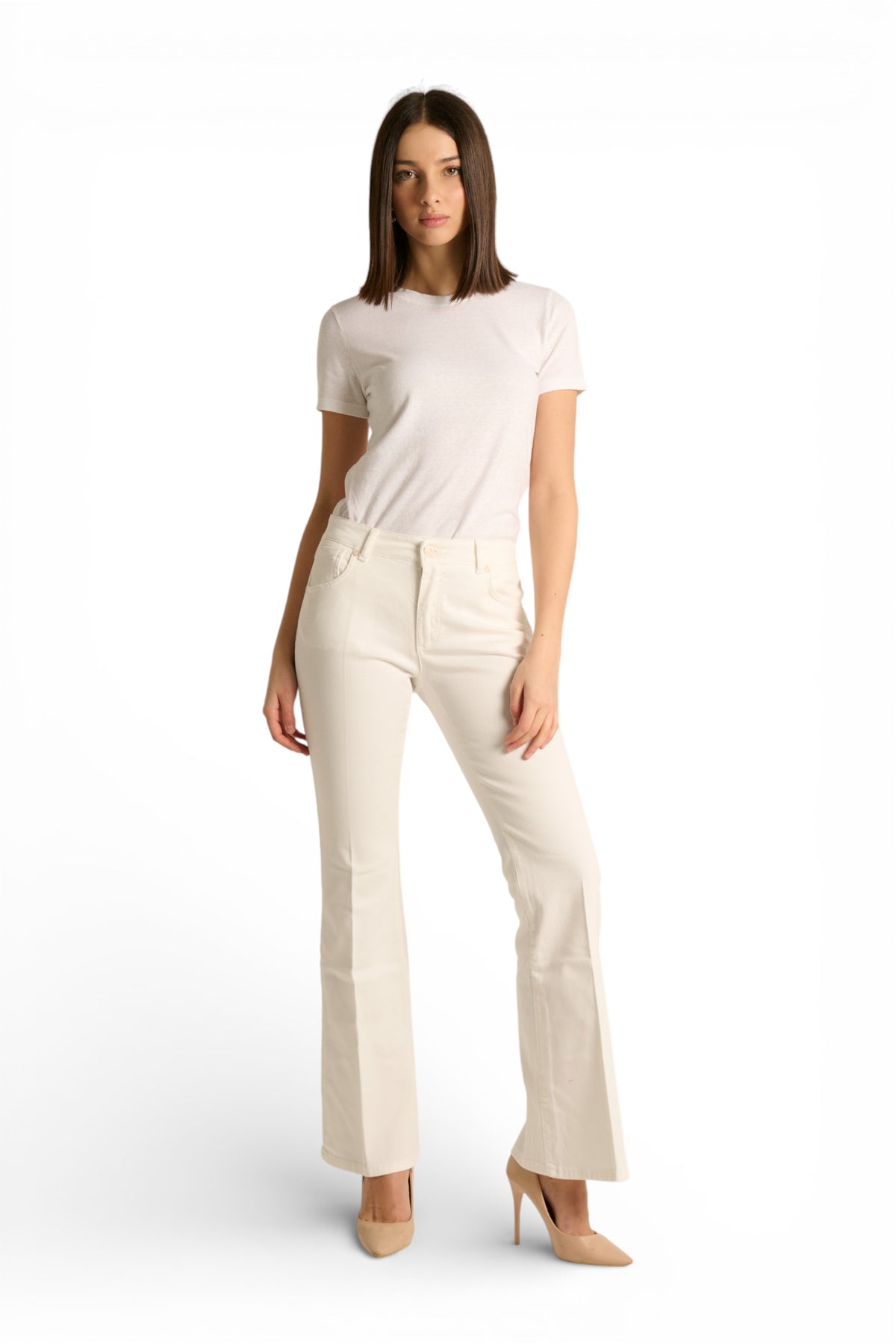 Pantaloni Avery slim flared in drill comfort