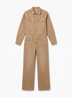 Jumpsuit Mary in drill tinto old con trattamenti denim