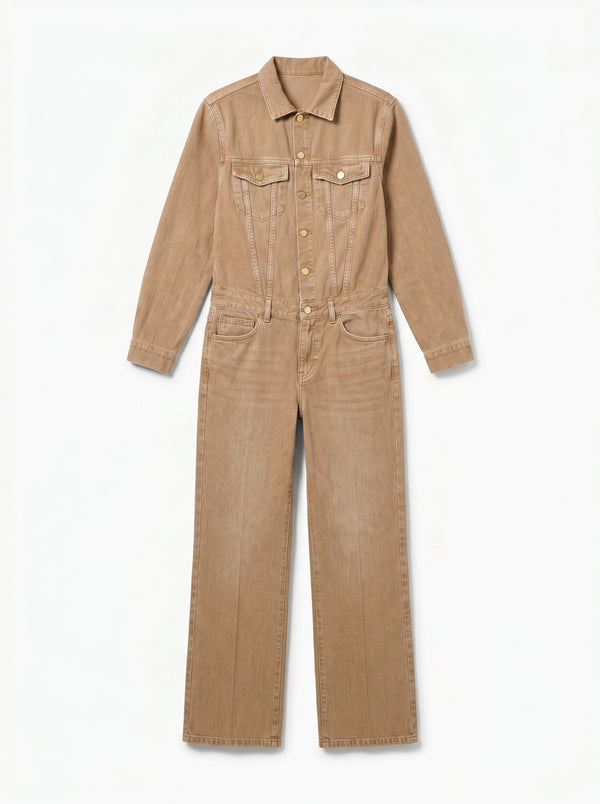 Jumpsuit Mary in drill tinto old con trattamenti denim