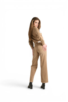 Jumpsuit Mary in drill tinto old con trattamenti denim