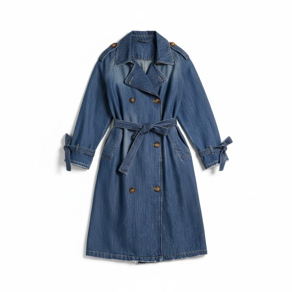 Jojo trench coat in light tencel blend denim