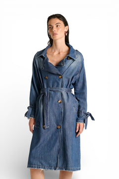 Jojo trench coat in light tencel blend denim