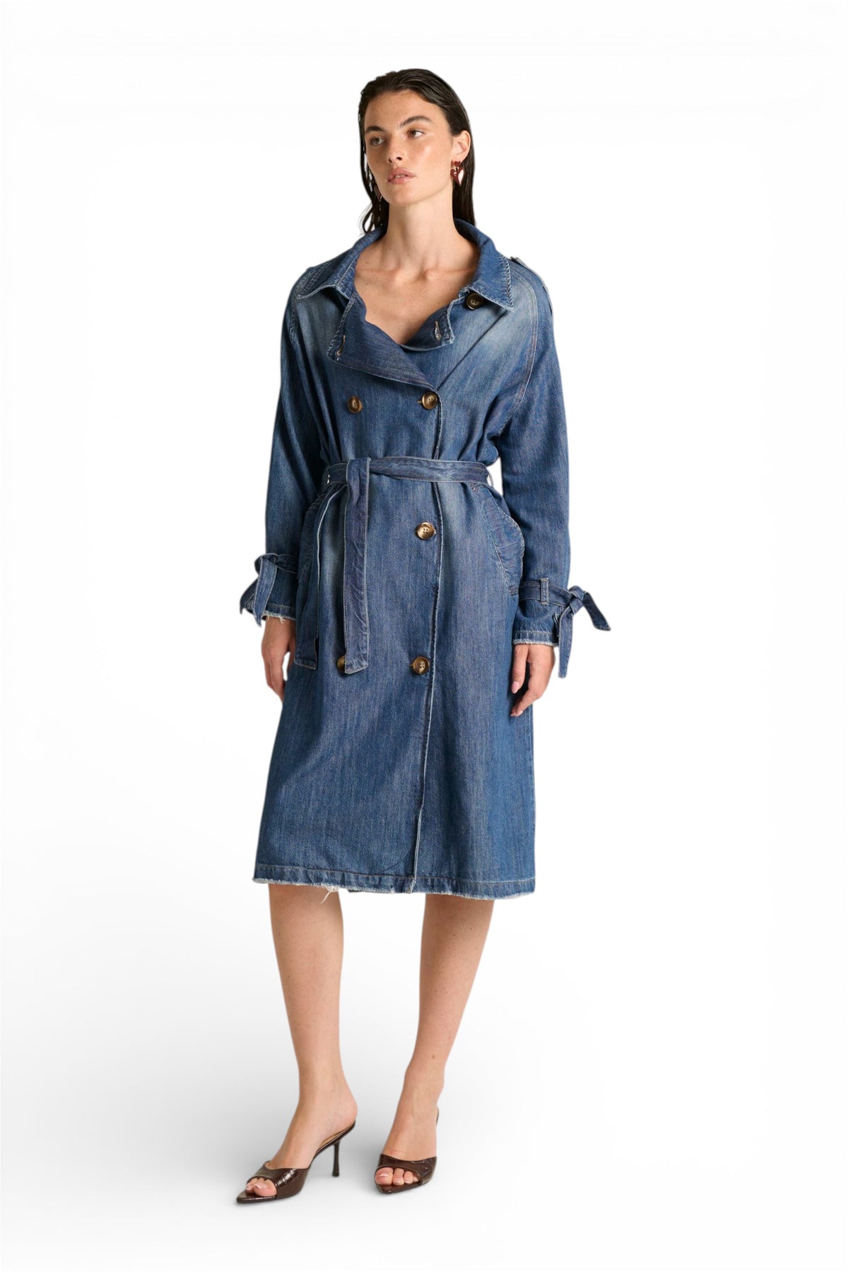 Jojo trench coat in light tencel blend denim