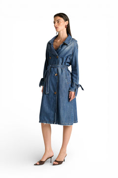 Jojo trench coat in light tencel blend denim