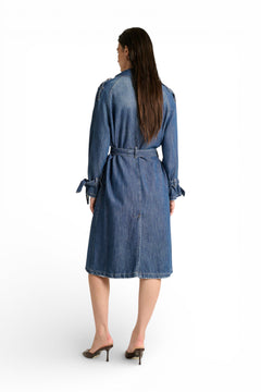 Jojo trench coat in light tencel blend denim