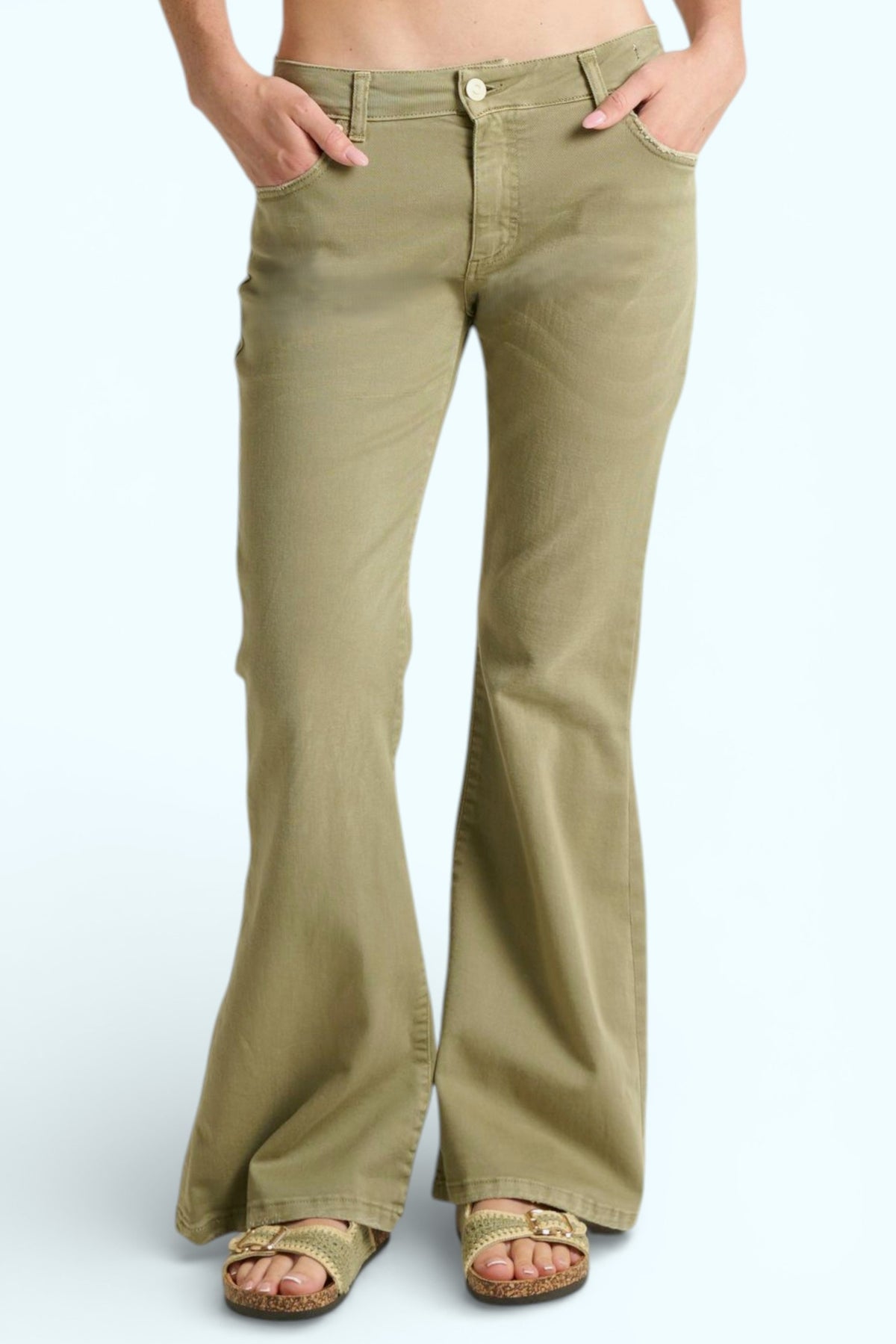 Pantaloni Avery slim flared in drill comfort