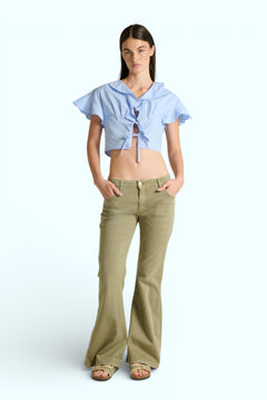 Pantaloni Avery slim flared in drill comfort
