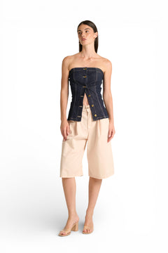 Bermuda Haze con pinces in gabardine