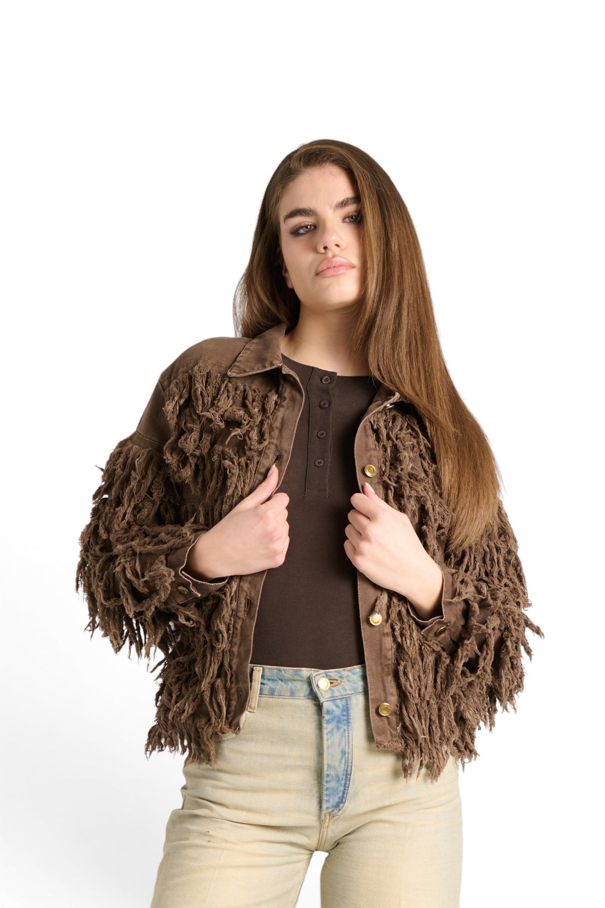 Jordan bomber in fur-like drill