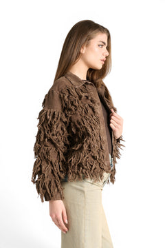 Jordan bomber in fur-like drill