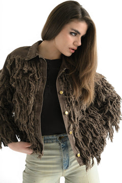 Jordan bomber in fur-like drill
