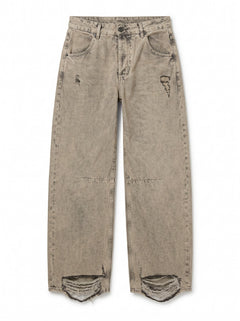 Jeans Amabel barrel in denim grigio destroyed super used