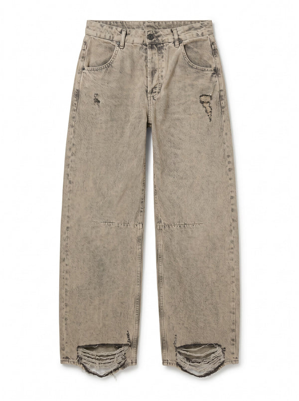 Jeans Amabel barrel in denim grigio destroyed super used