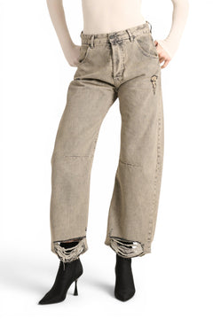 Jeans Amabel barrel in denim grigio destroyed super used