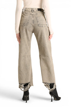 Jeans Amabel barrel in denim grigio destroyed super used