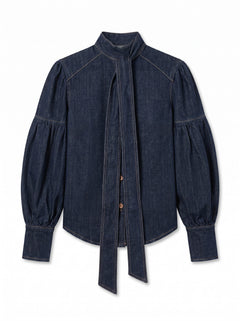 Leo shirt jacket in dark denim with sash