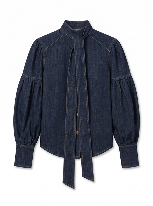 Leo shirt jacket in dark denim with sash