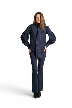 Leo shirt jacket in dark denim with sash