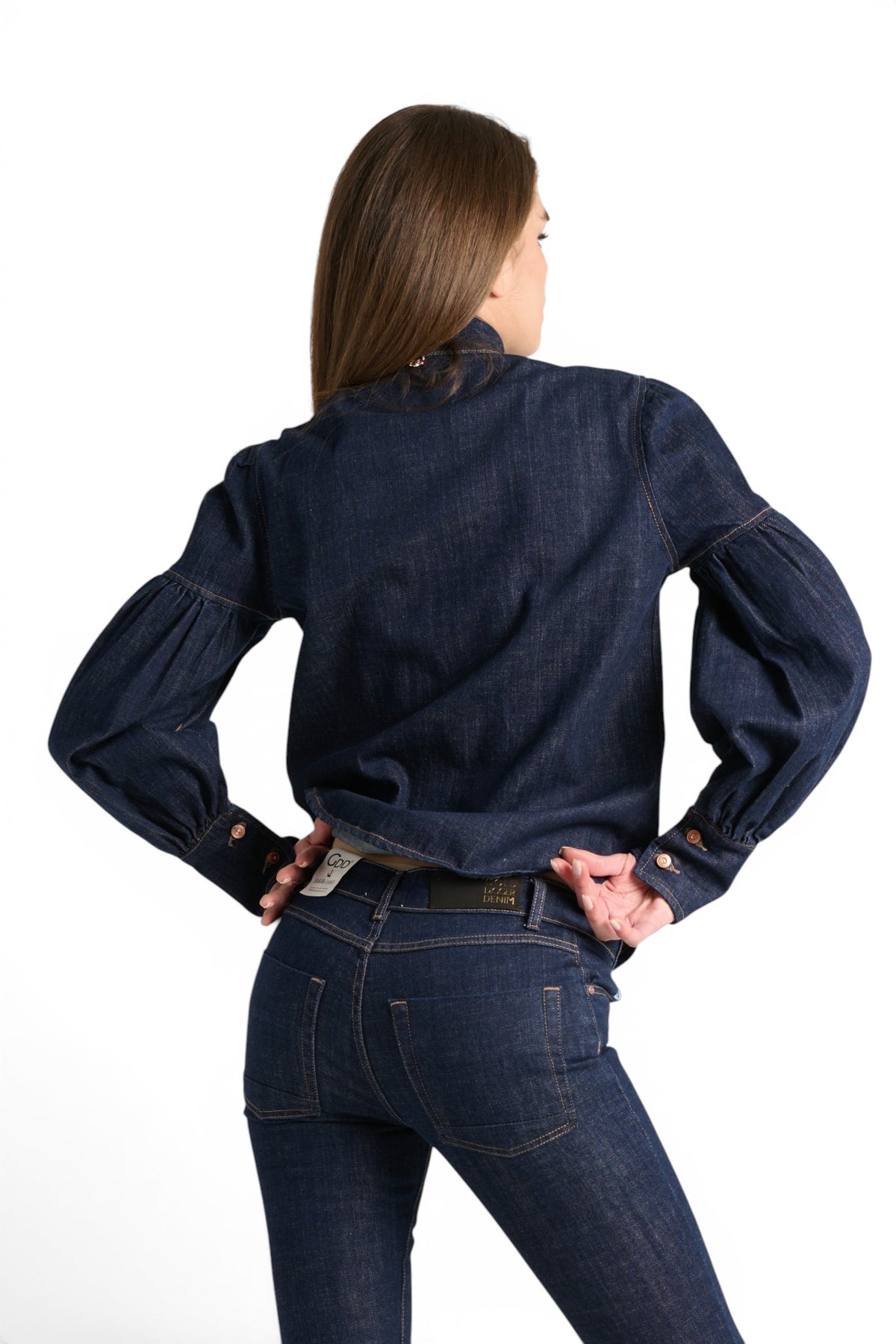 Leo shirt jacket in dark denim with sash