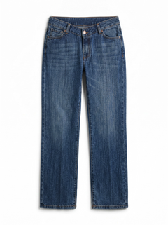 Ada straight leg jeans in medium stone wash denim with V-shaped waistband