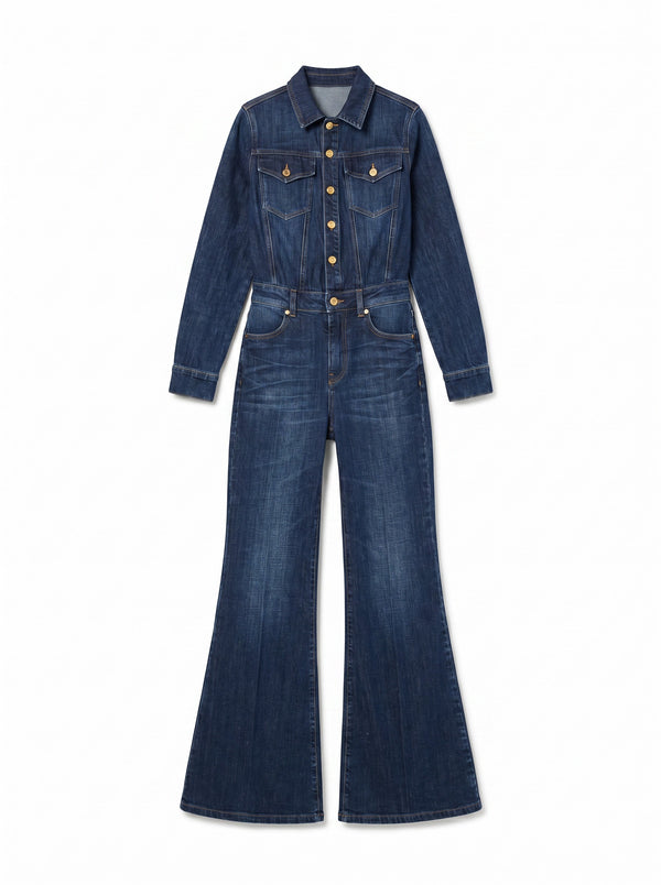 Jumpsuit Margot flared in denim cross comfort