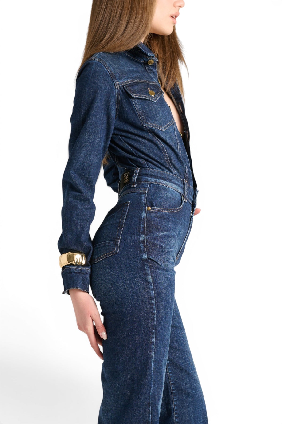 Jumpsuit Margot flared in cross-comfort denim