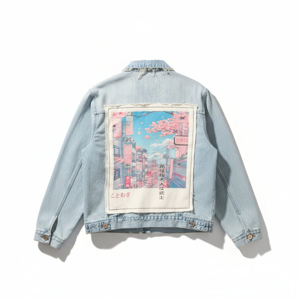 Giubbino Judo in denim used con stampa japan