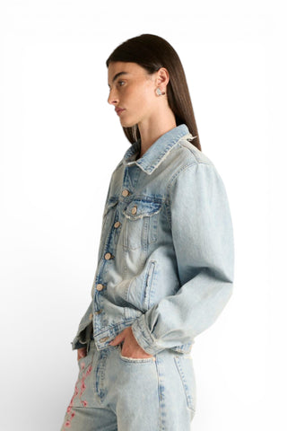 Giubbino Judo in denim used con stampa japan