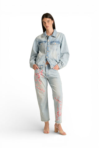 Giubbino Judo in denim used con stampa japan