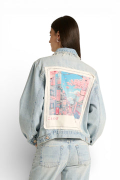 Giubbino Judo in denim used con stampa japan