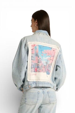 Giubbino Judo in denim used con stampa japan