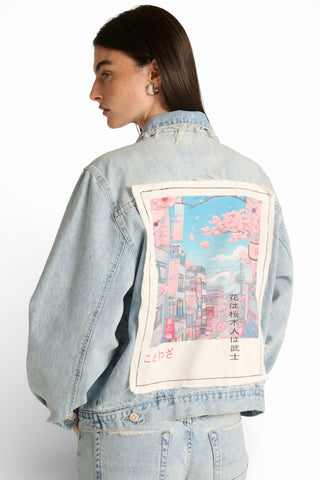 Giubbino Judo in denim used con stampa japan
