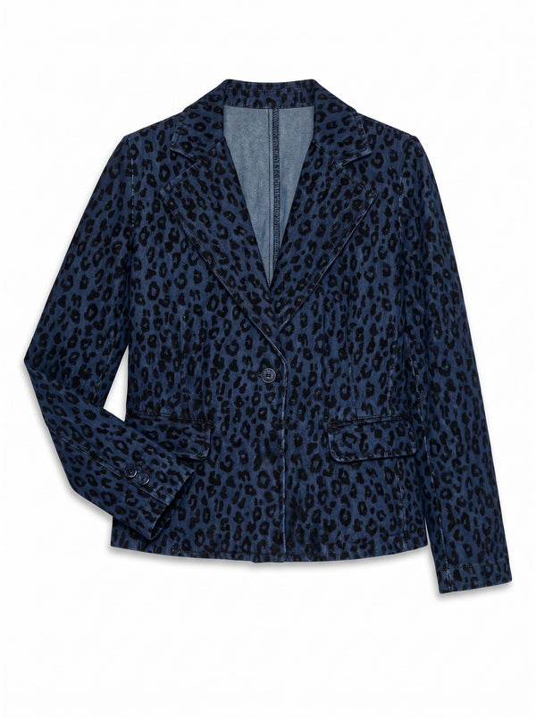 Debby jacket in animal print flocked denim