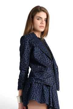 Debby jacket in animal print flocked denim