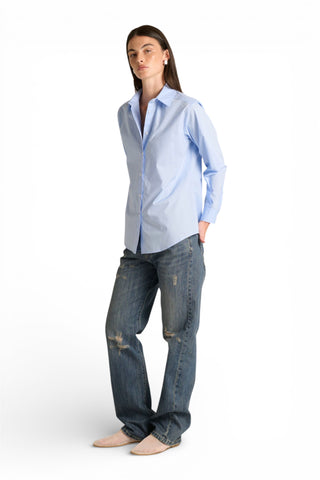 Jeans Bryana straight in denim fermo con abrasioni