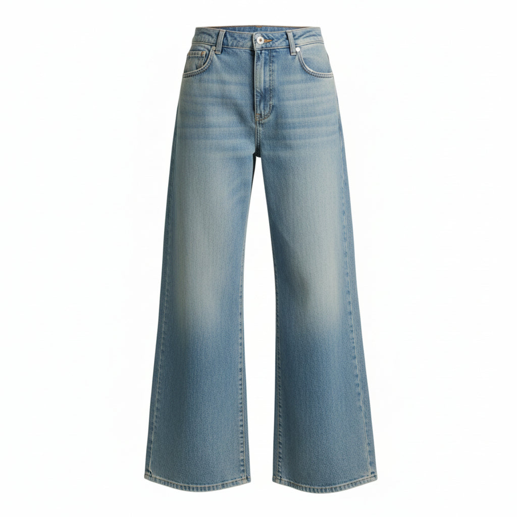 Jeans Anne wide leg in denim slegato light